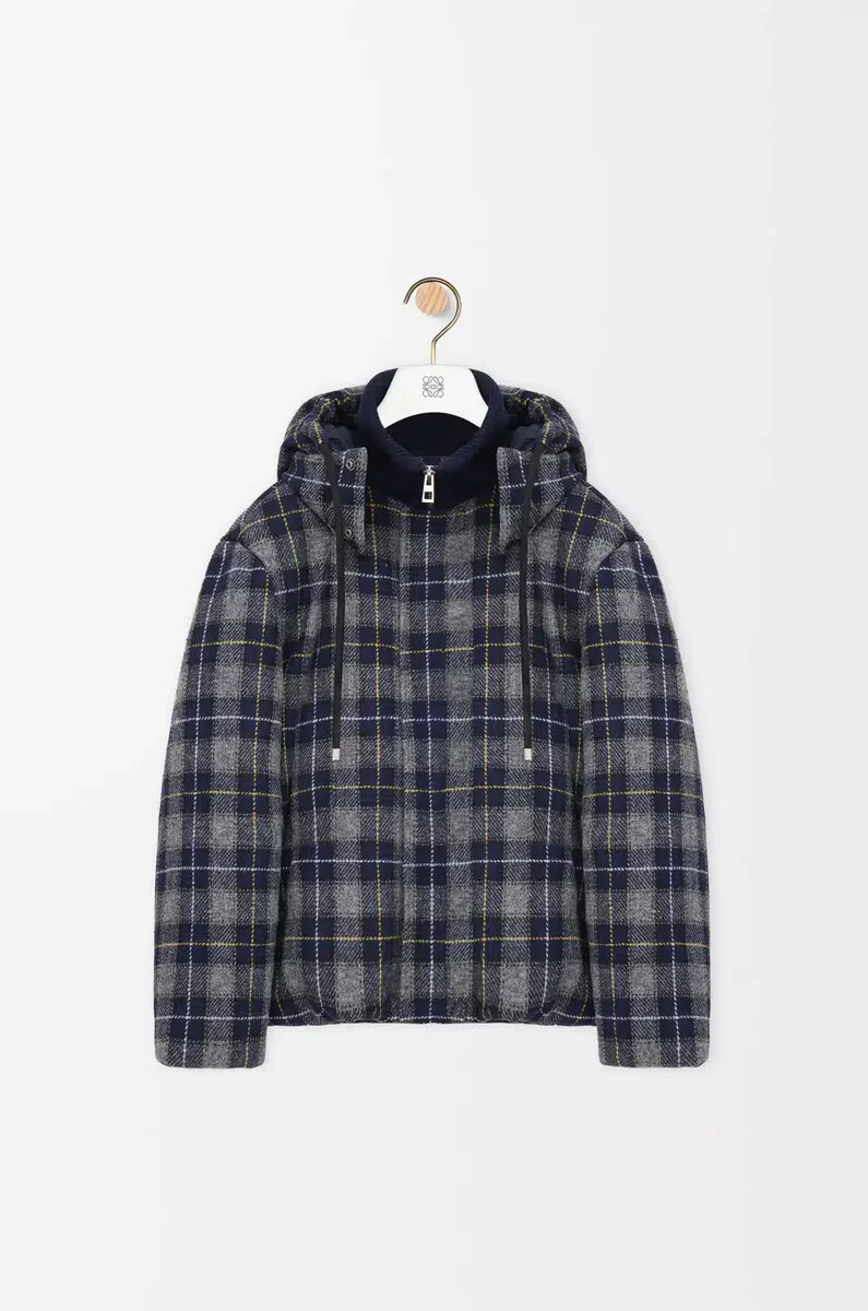 puffer jacket in wool dark navy blue