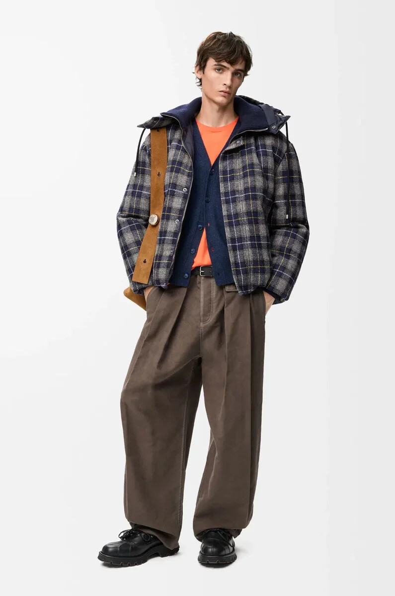 puffer jacket in wool dark navy blue