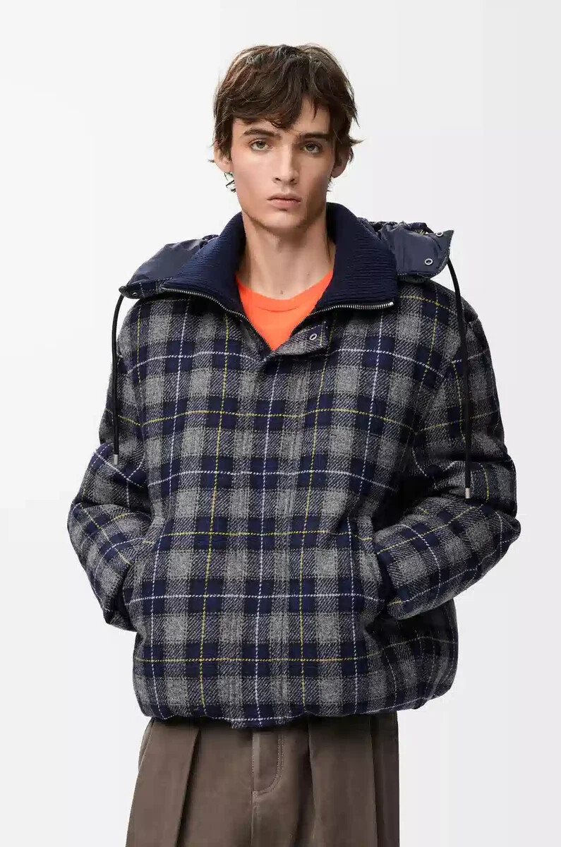 puffer jacket in wool dark navy blue