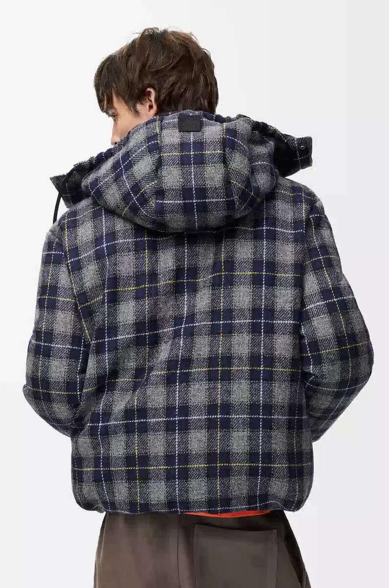 puffer jacket in wool dark navy blue