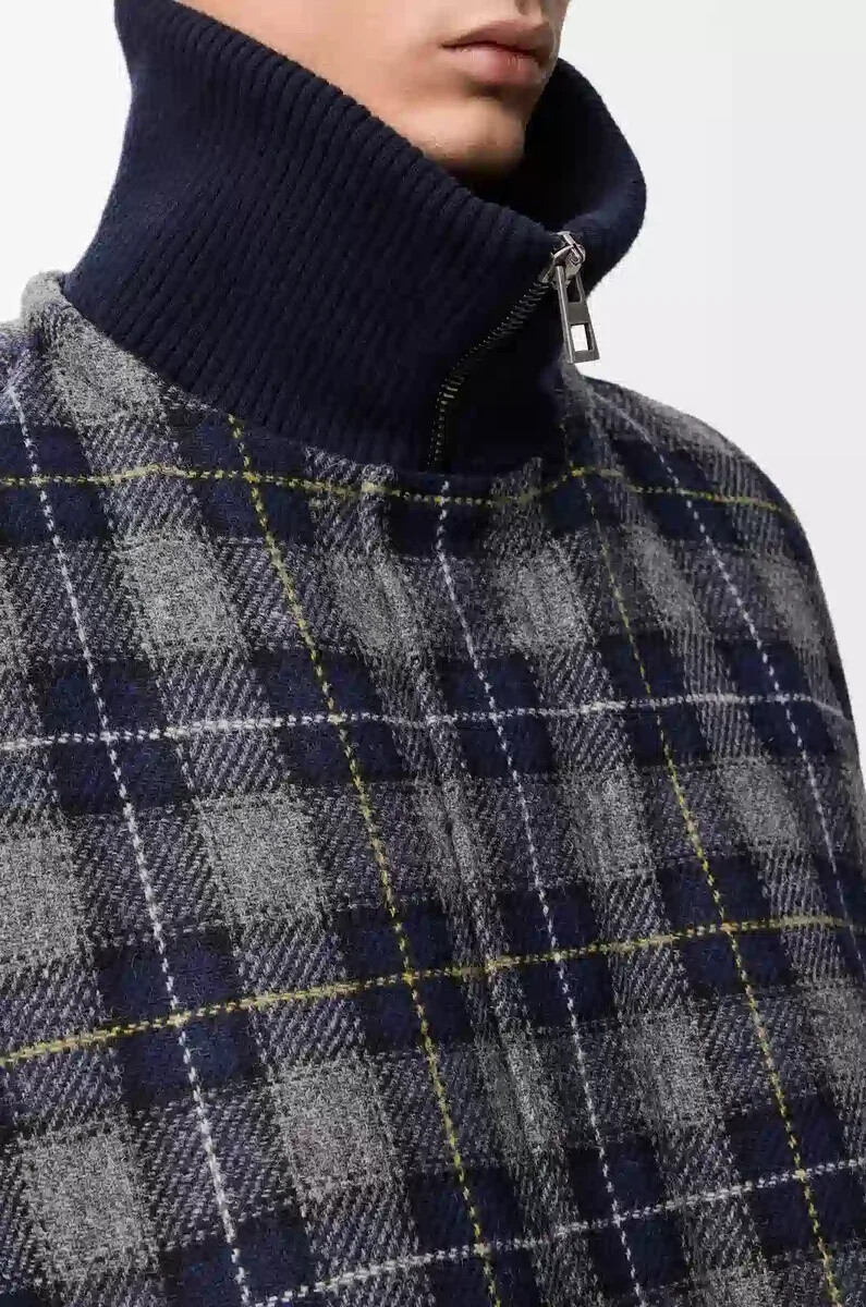 puffer jacket in wool dark navy blue