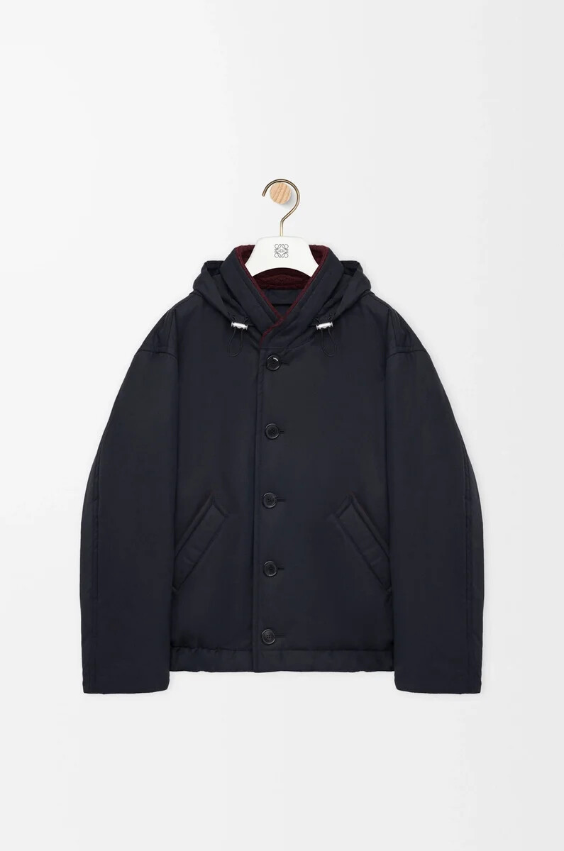 padded jacket in technical cotton navy blue