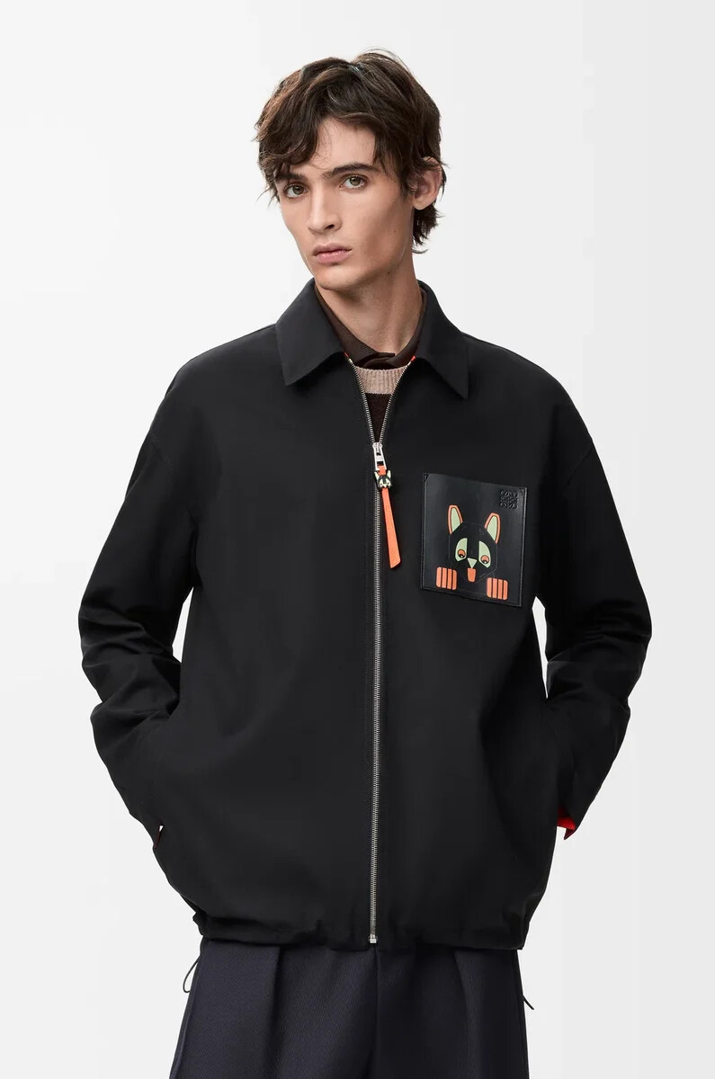 overshirt in cotton blackorange