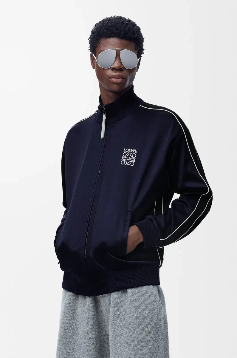 tracksuit jacket in technical jersey dark navy
