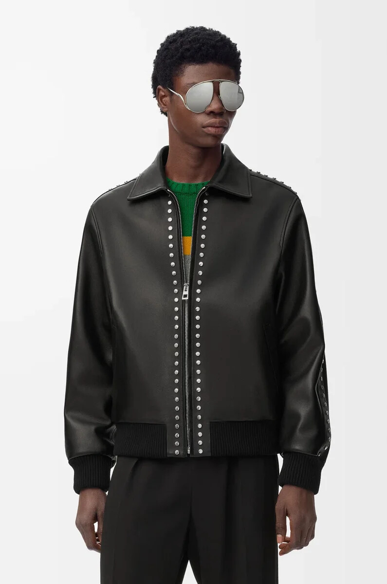 bomber jacket in nappa lambskin black