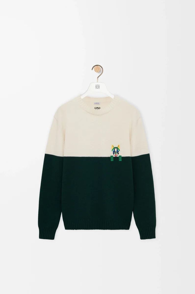 sweater in wool whitegreen