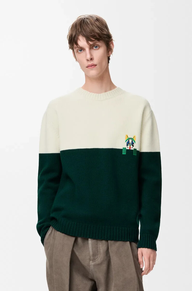 sweater in wool whitegreen