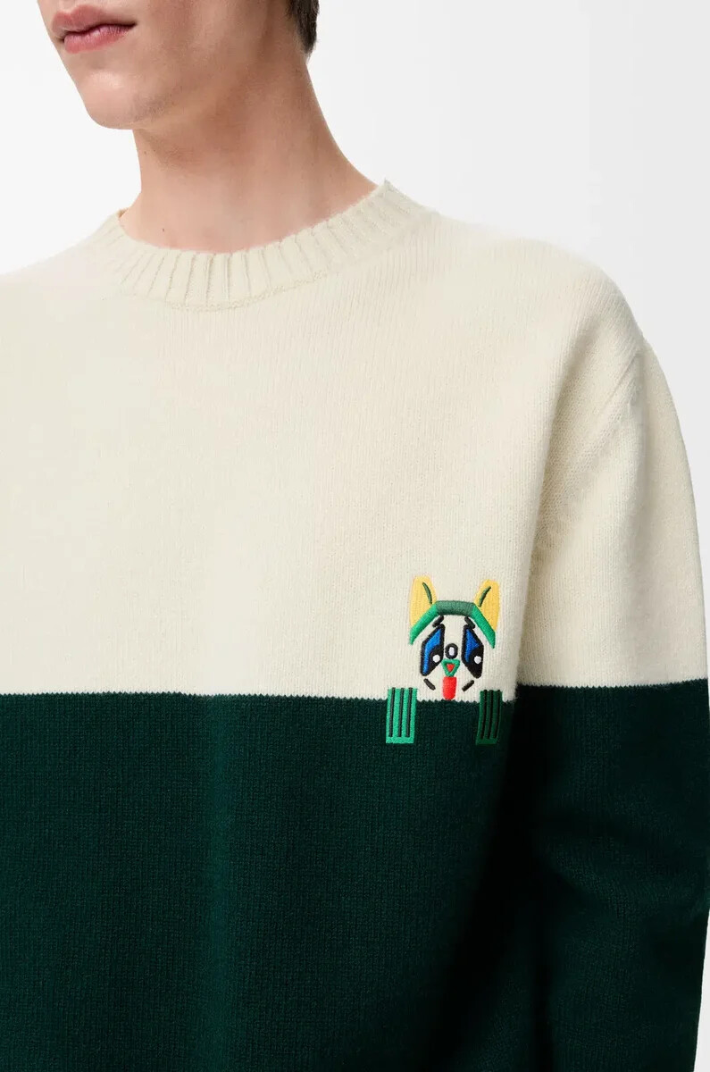 sweater in wool whitegreen