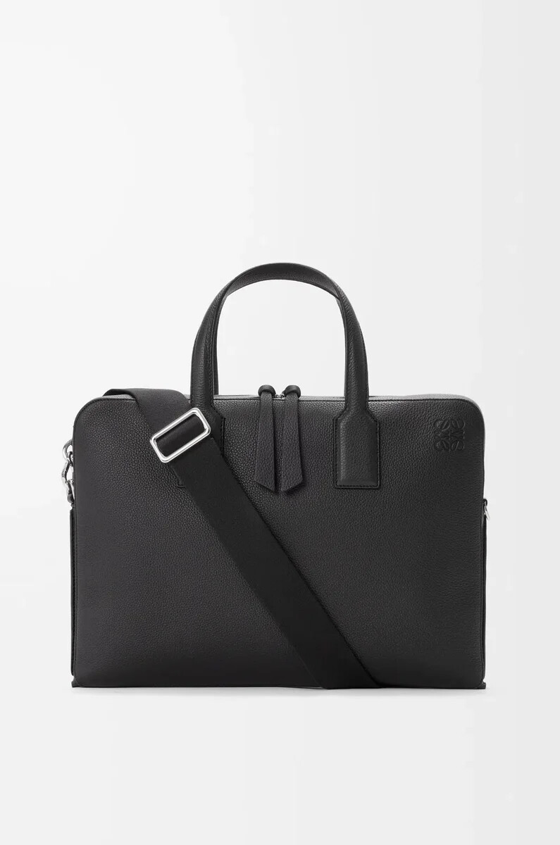 goya thin briefcase in soft grained calfskin black