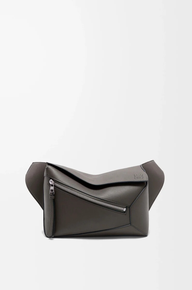 small puzzle edge bumbag in classic calfskin dark grey