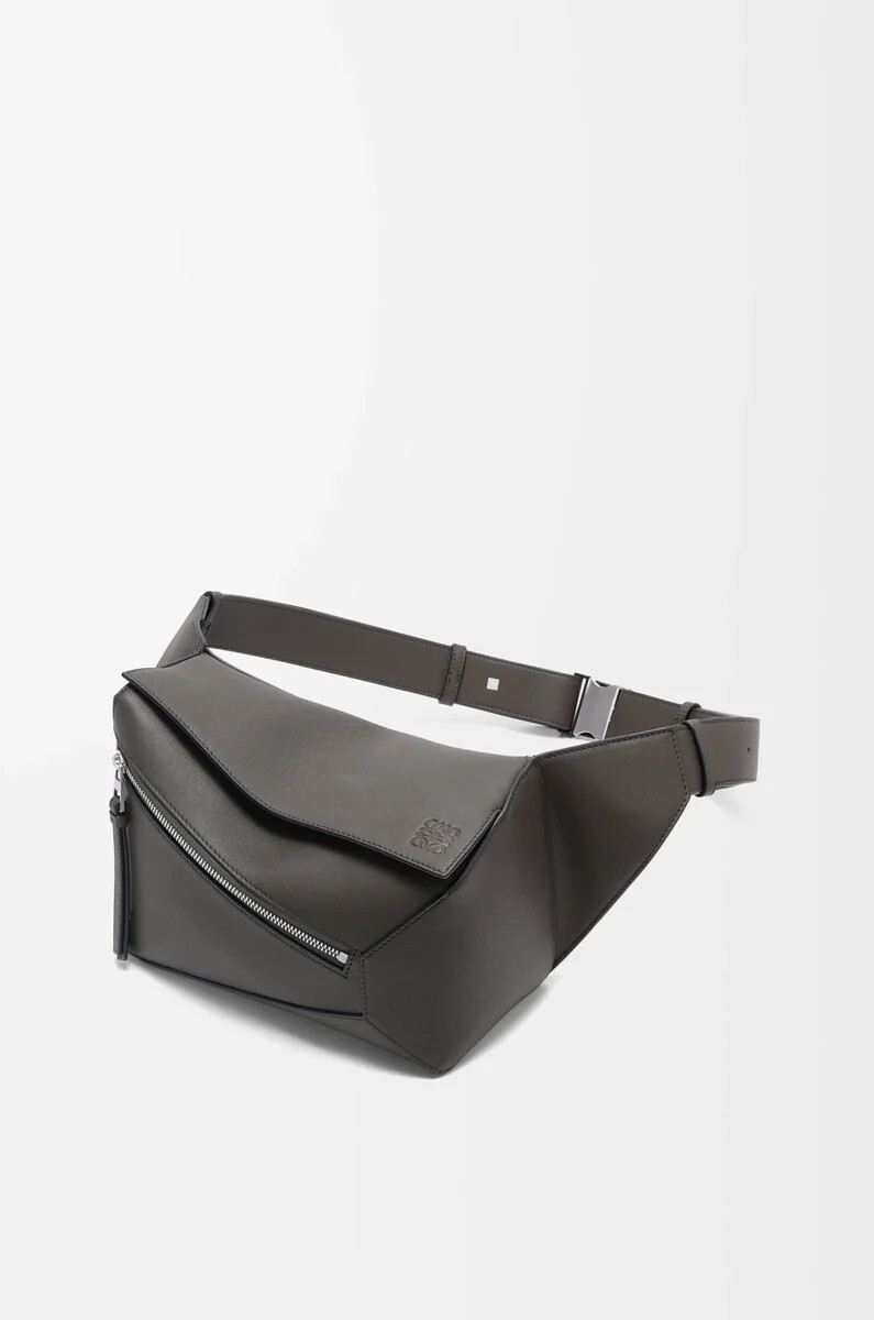 small puzzle edge bumbag in classic calfskin dark grey