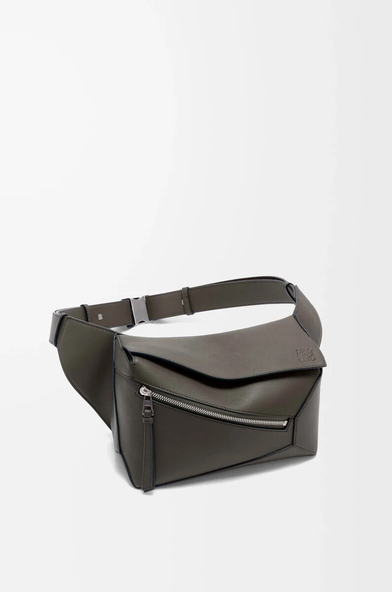 small puzzle edge bumbag in classic calfskin dark grey