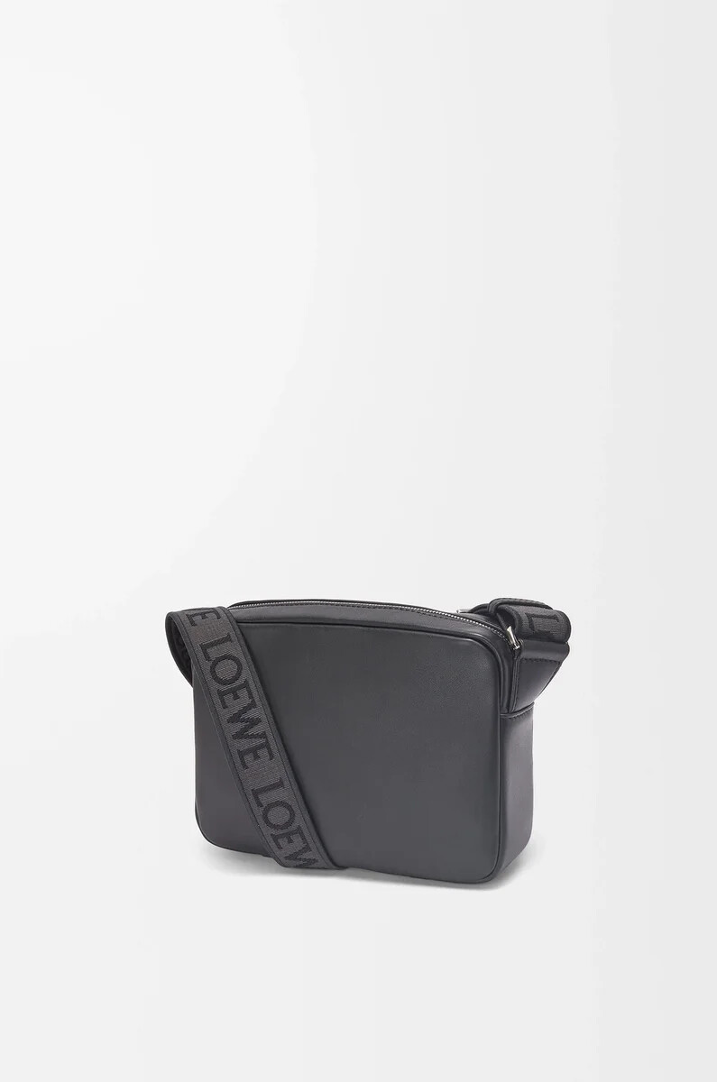 xs military messenger bag in supple smooth calfskin and jacquard black