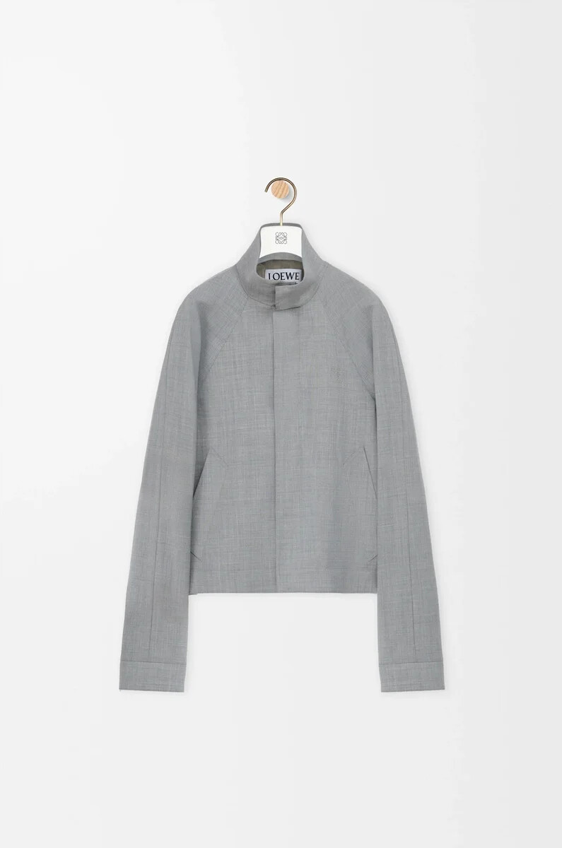 zip-up jacket in wool light grey