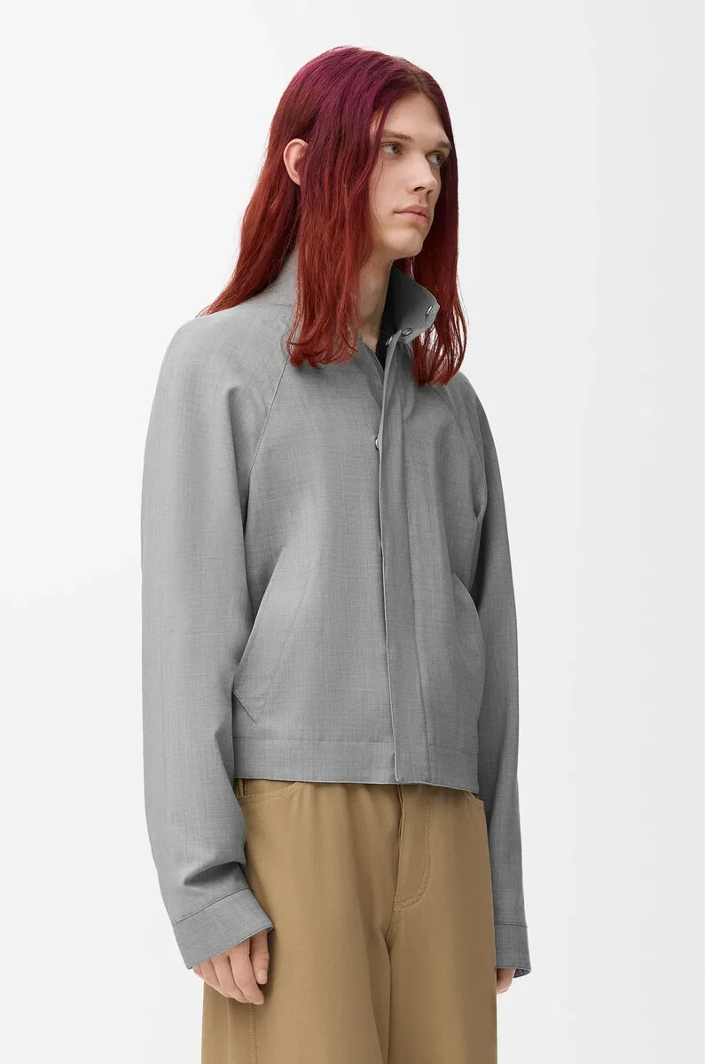 zip-up jacket in wool light grey