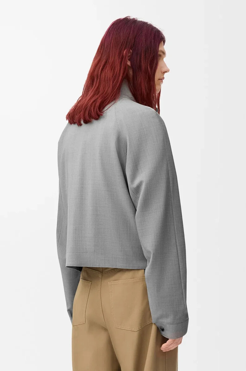 zip-up jacket in wool light grey