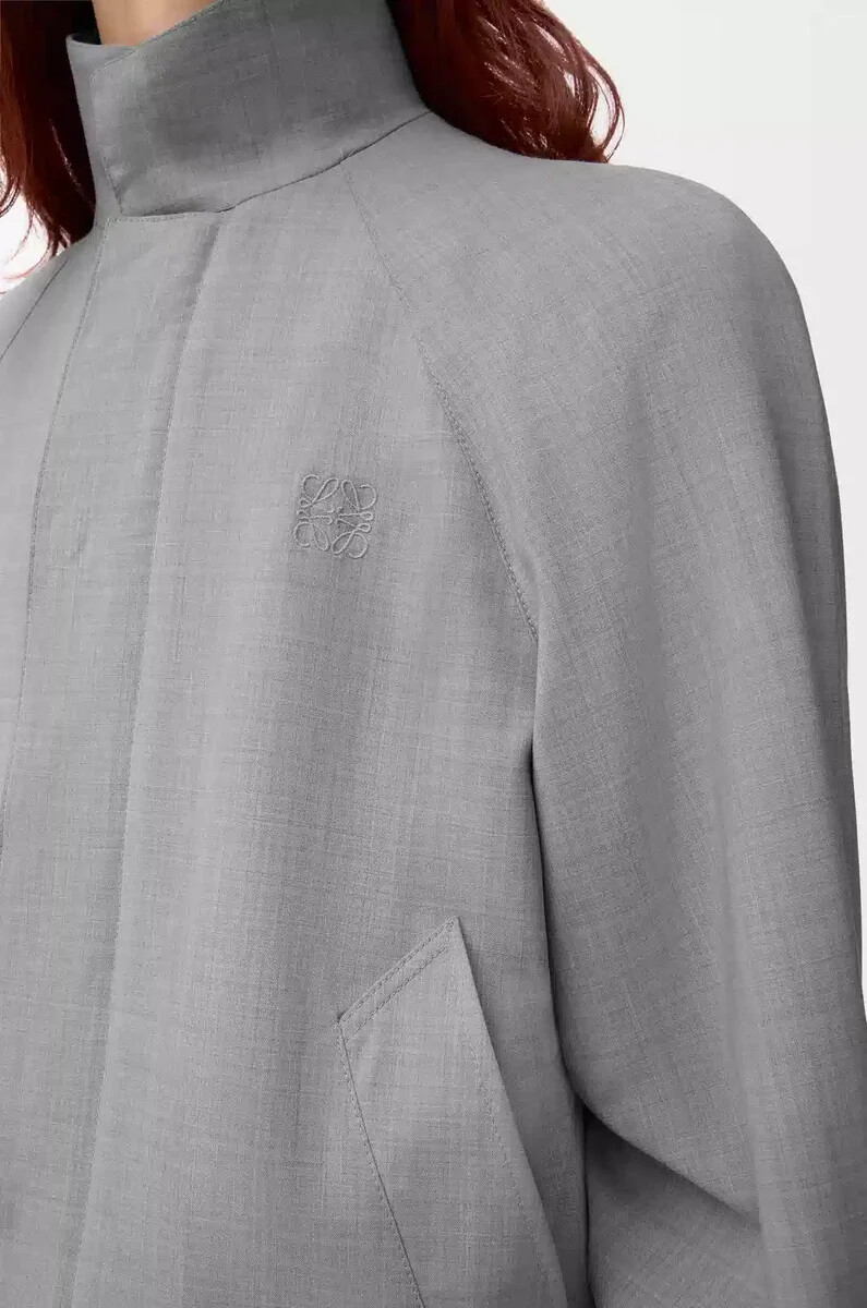 zip-up jacket in wool light grey