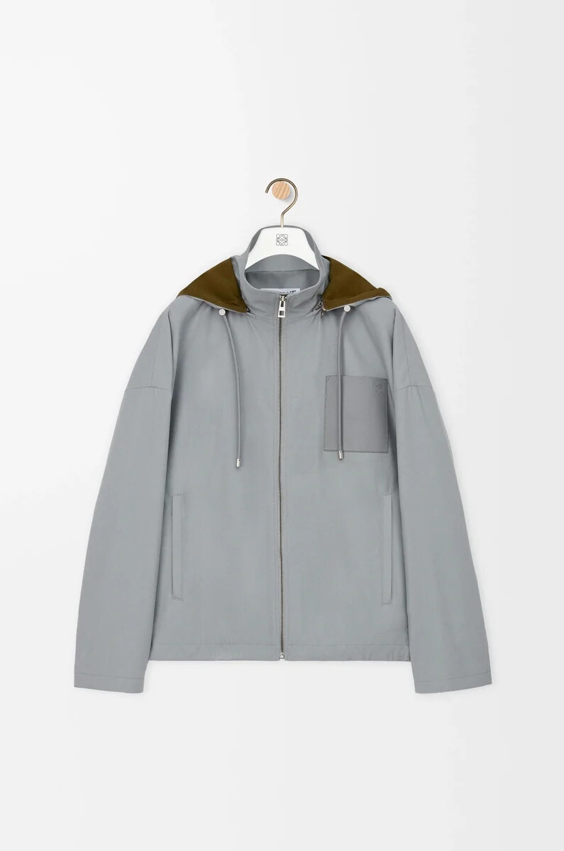 hooded jacket in cotton light grey