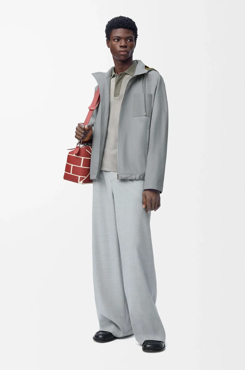 hooded jacket in cotton light grey