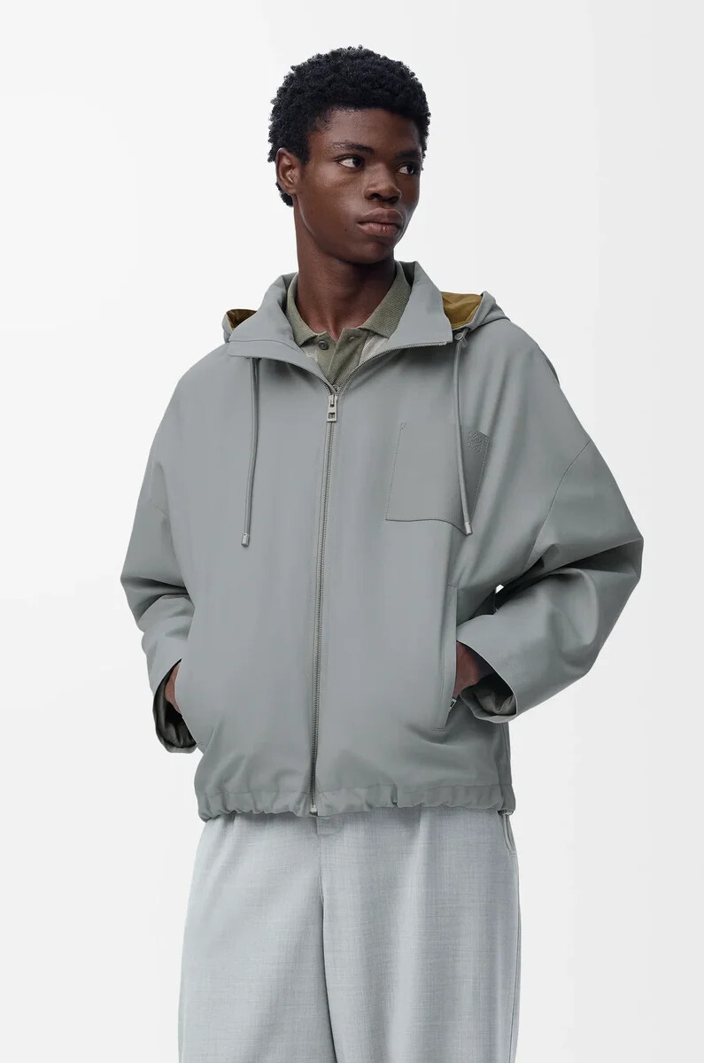 hooded jacket in cotton light grey