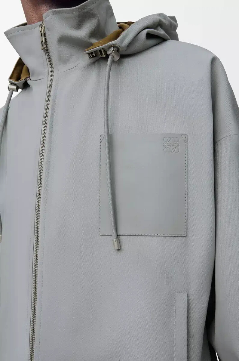 hooded jacket in cotton light grey