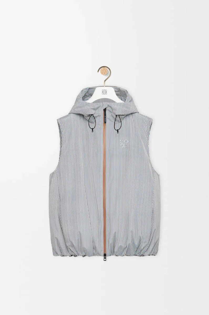 puffer vest in technical shell beigeblue