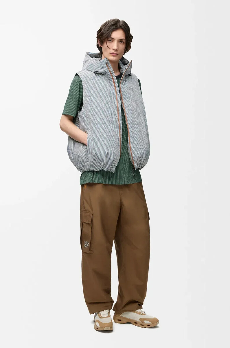 puffer vest in technical shell beigeblue
