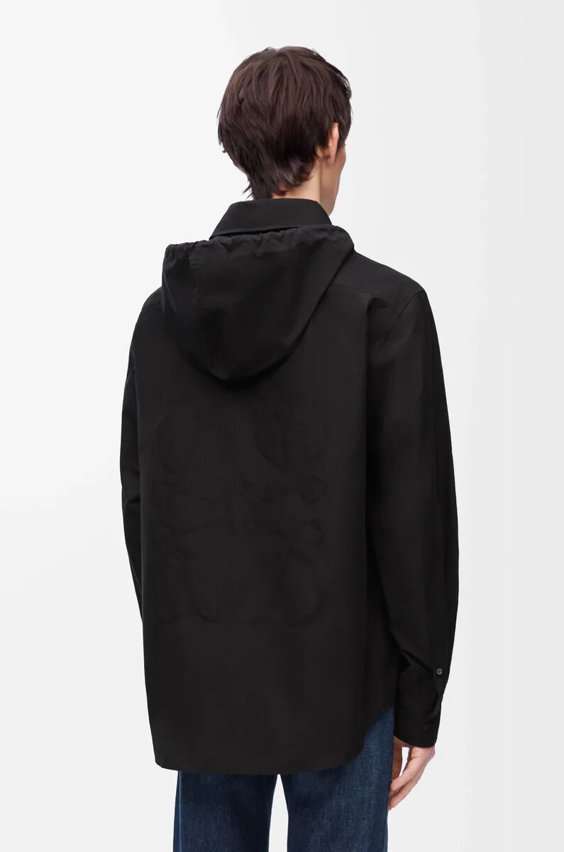 hooded overshirt in cotton black