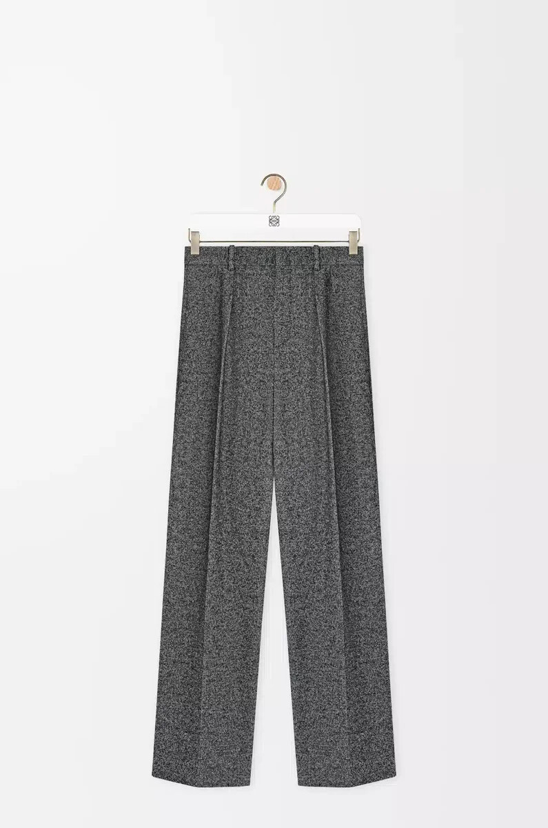 trousers in wool blend grey melange
