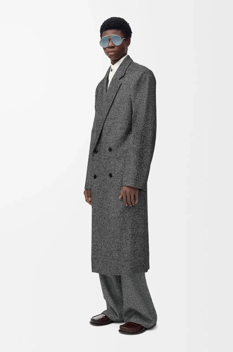 trousers in wool blend grey melange