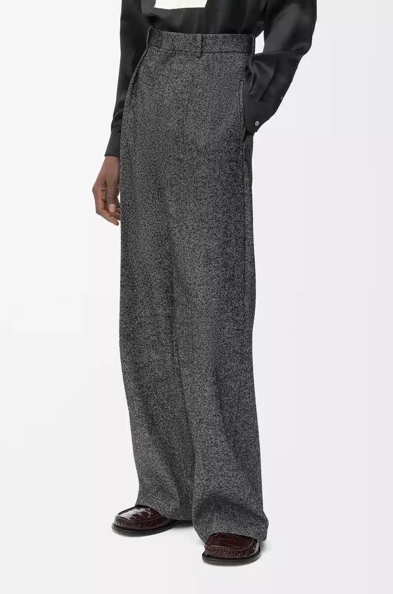 trousers in wool blend grey melange