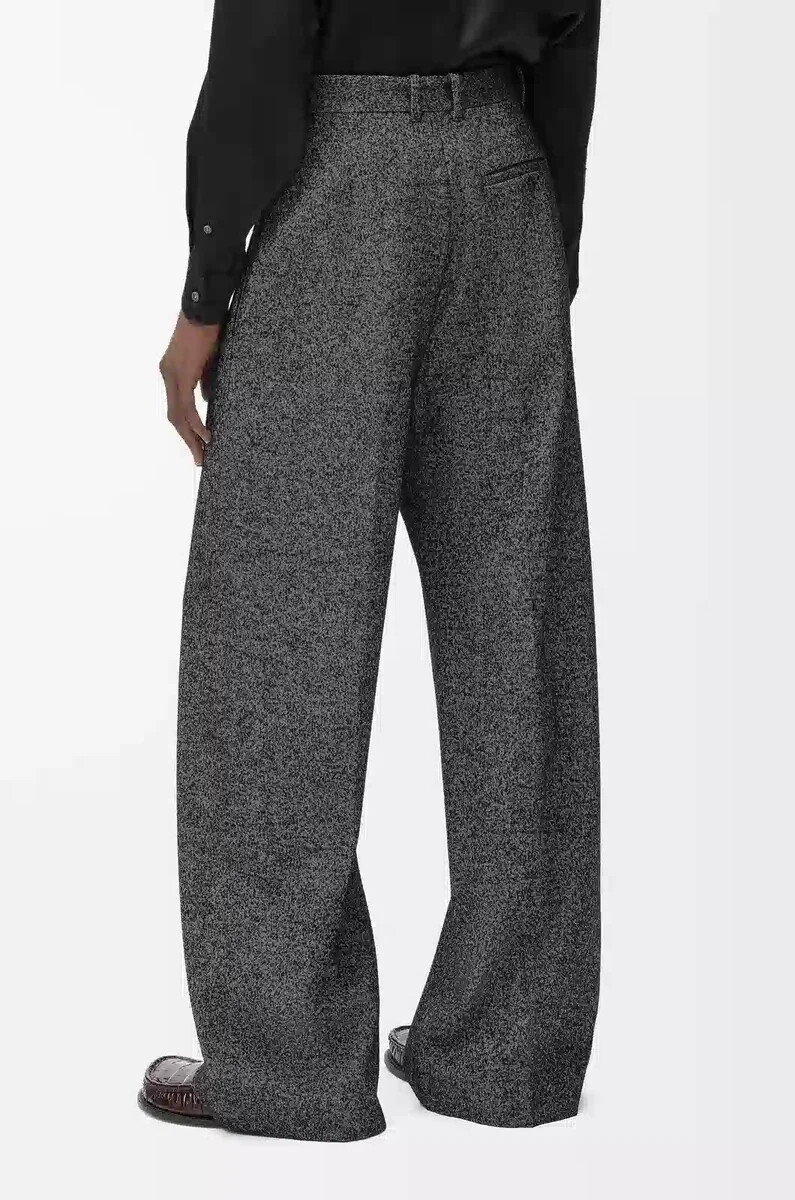 trousers in wool blend grey melange