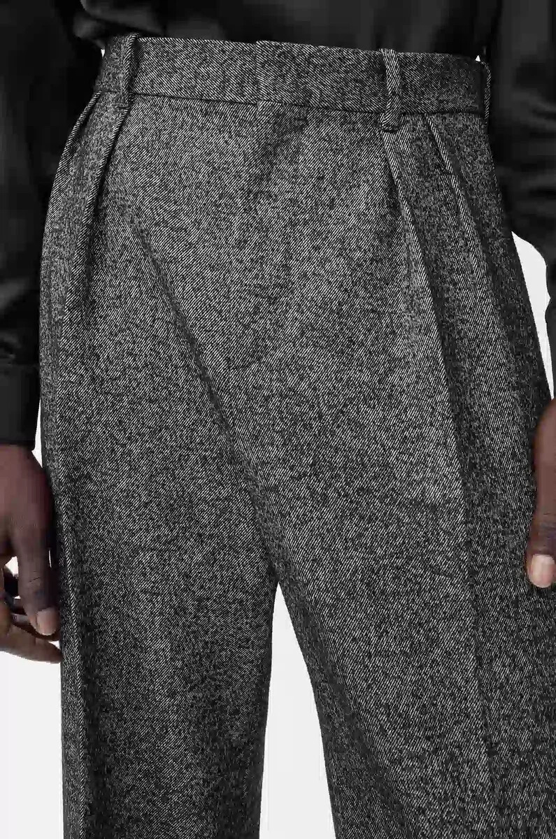 trousers in wool blend grey melange