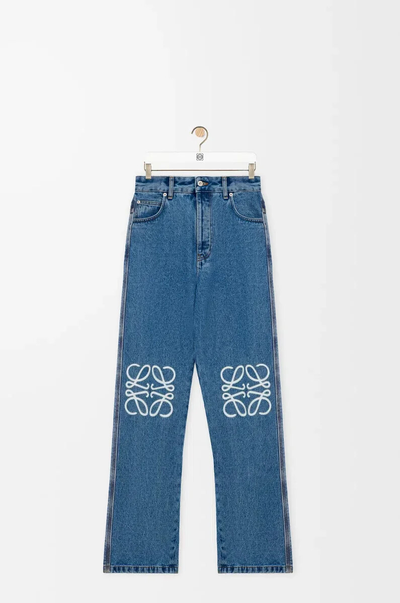 anagram baggy jeans in denim mid blue denim