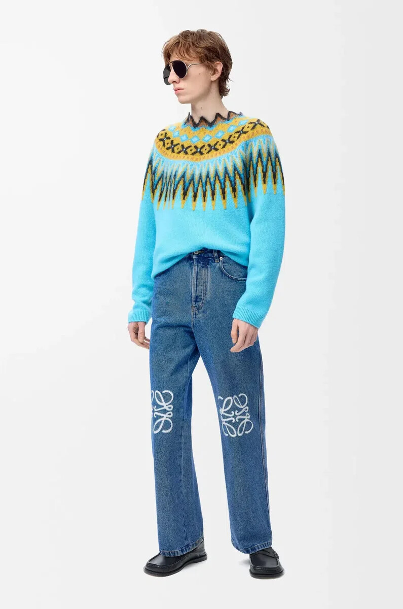 anagram baggy jeans in denim mid blue denim