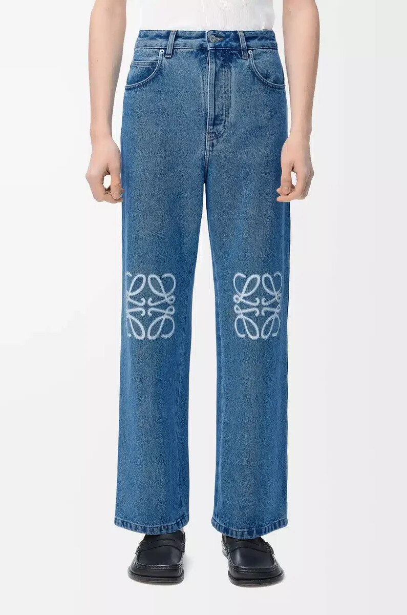 anagram baggy jeans in denim mid blue denim