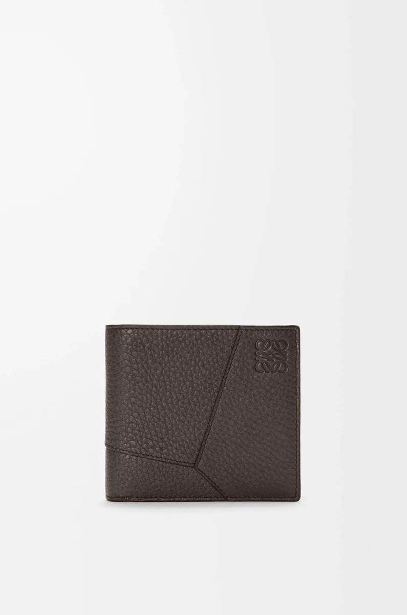 puzzle bifold coin wallet in supple grained calfskin dark grey