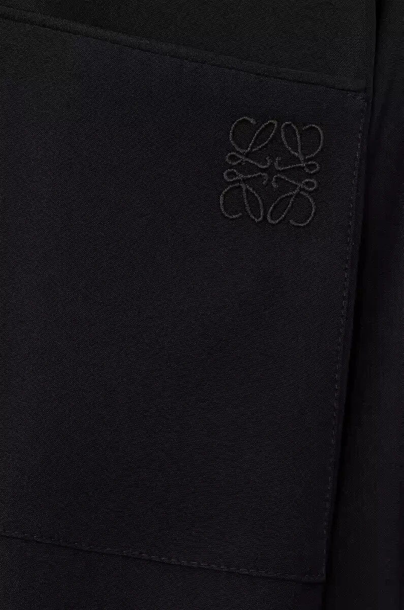 belted blouse in silk black
