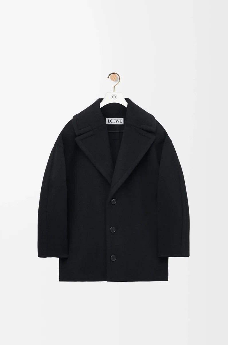 short coat in wool black