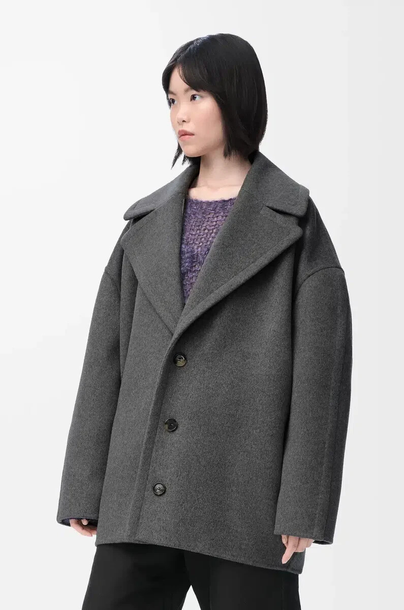 short coat in wool grey melange