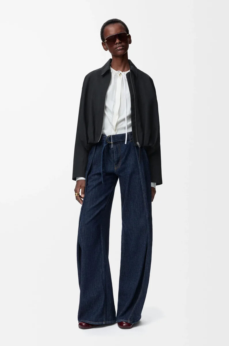 draped jacket in wool black