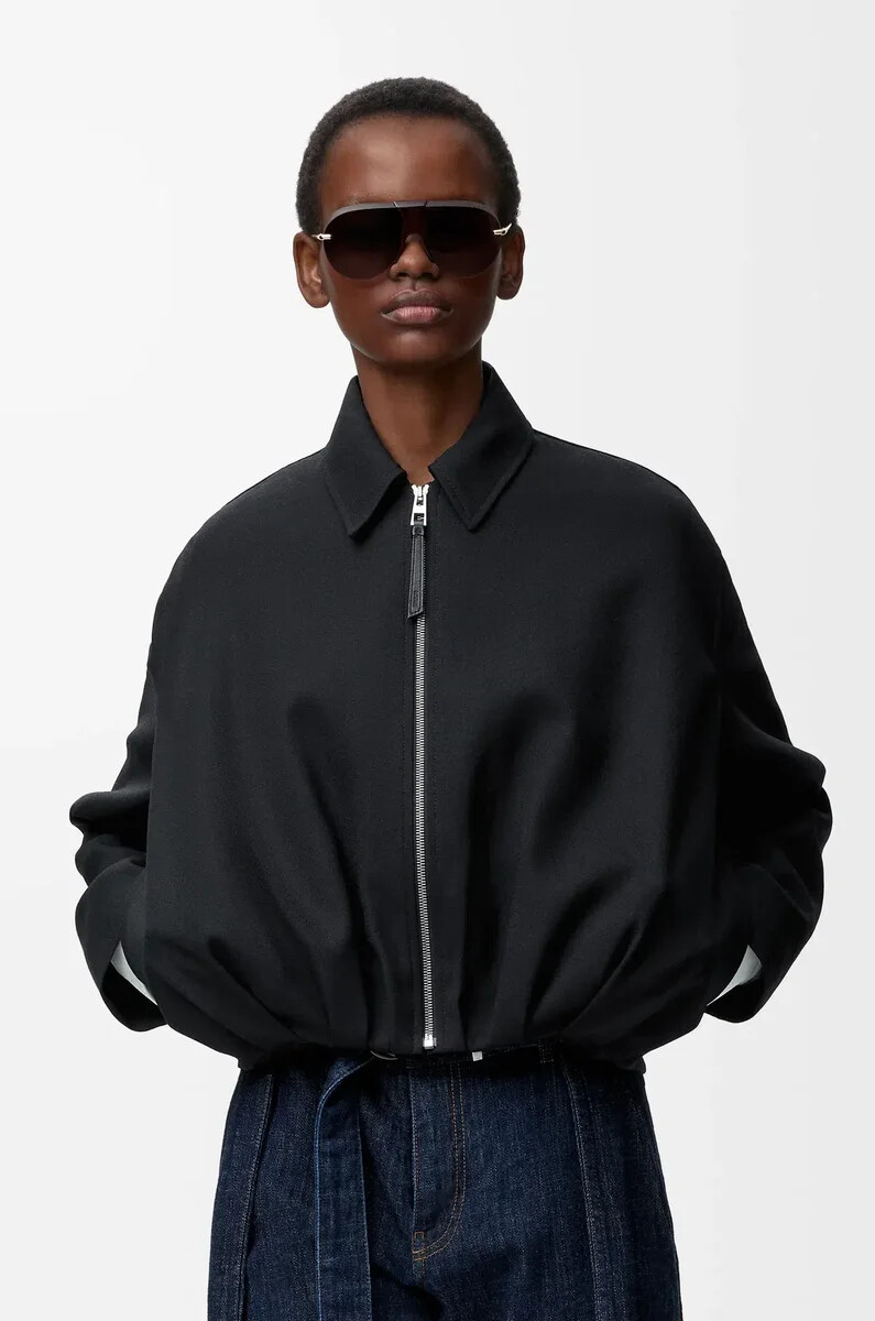 draped jacket in wool black