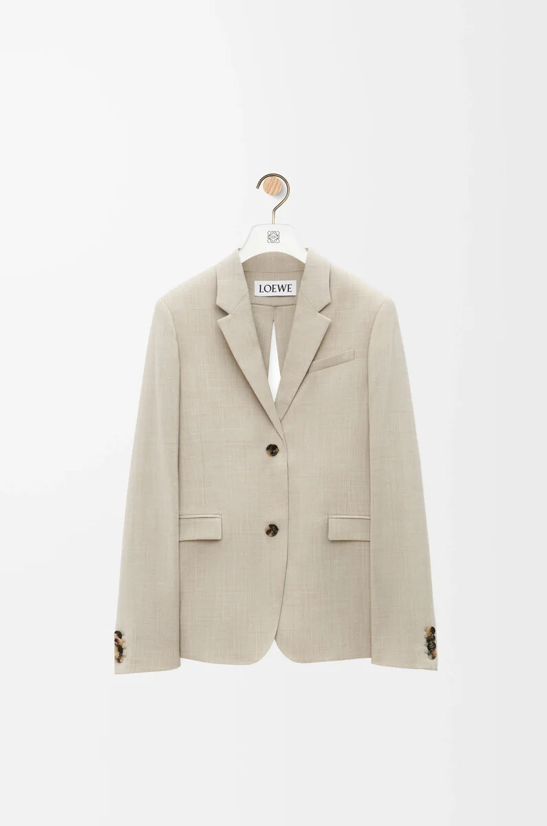tailored jacket in wool light beige melange