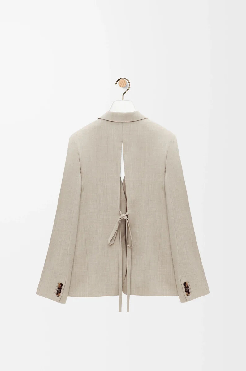 tailored jacket in wool light beige melange