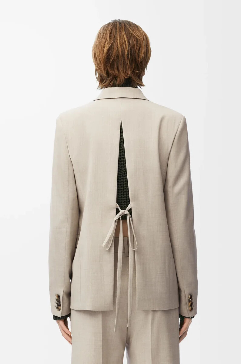 tailored jacket in wool light beige melange