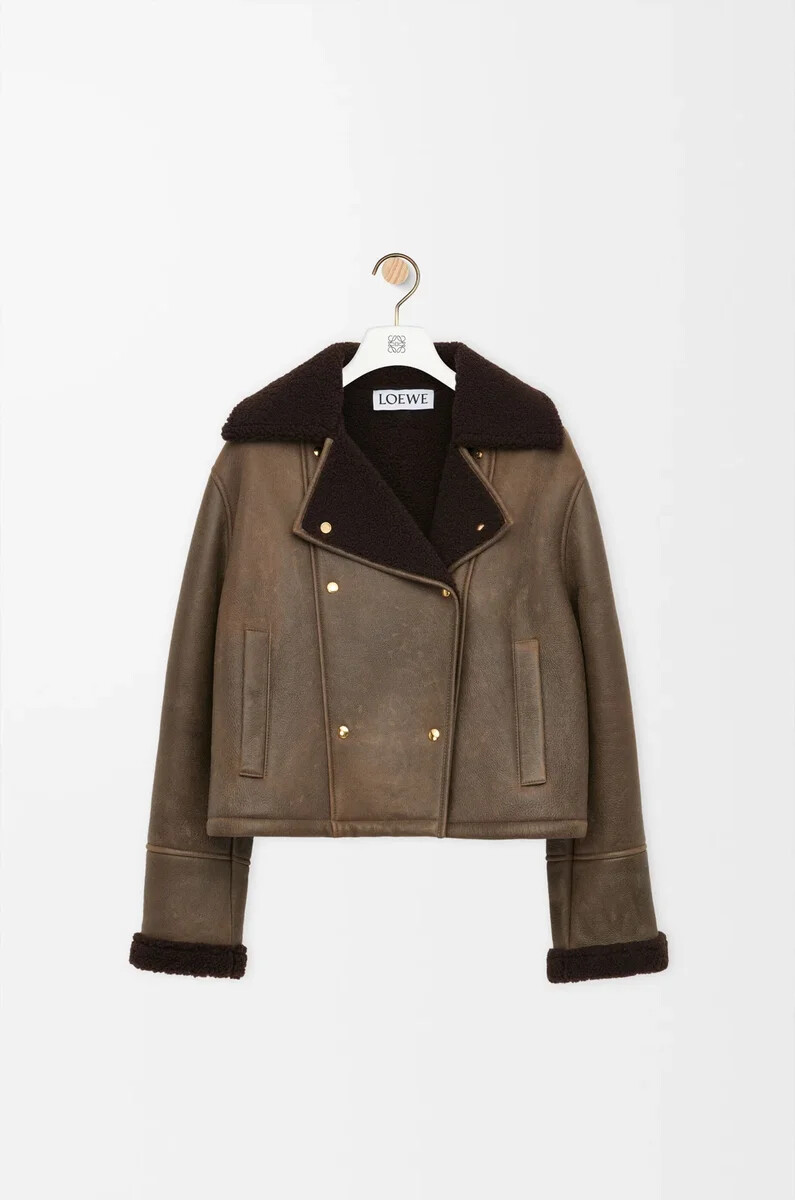 jacket in shearling sage
