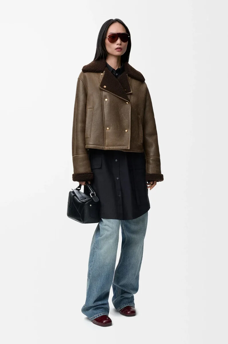 jacket in shearling sage