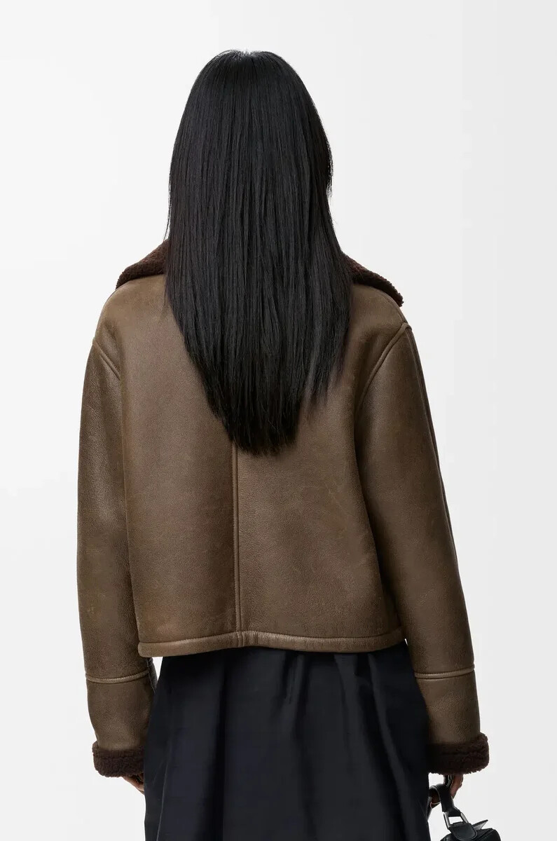 jacket in shearling sage