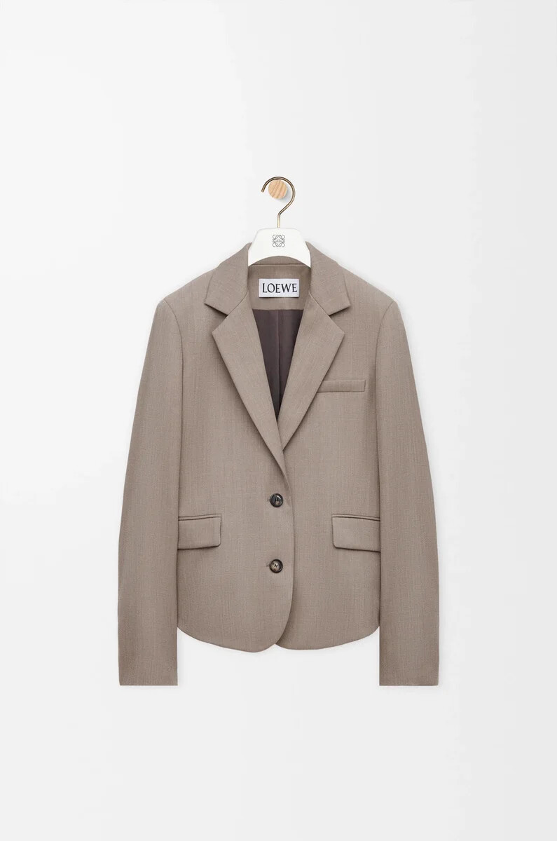 tailored jacket in wool beige melange