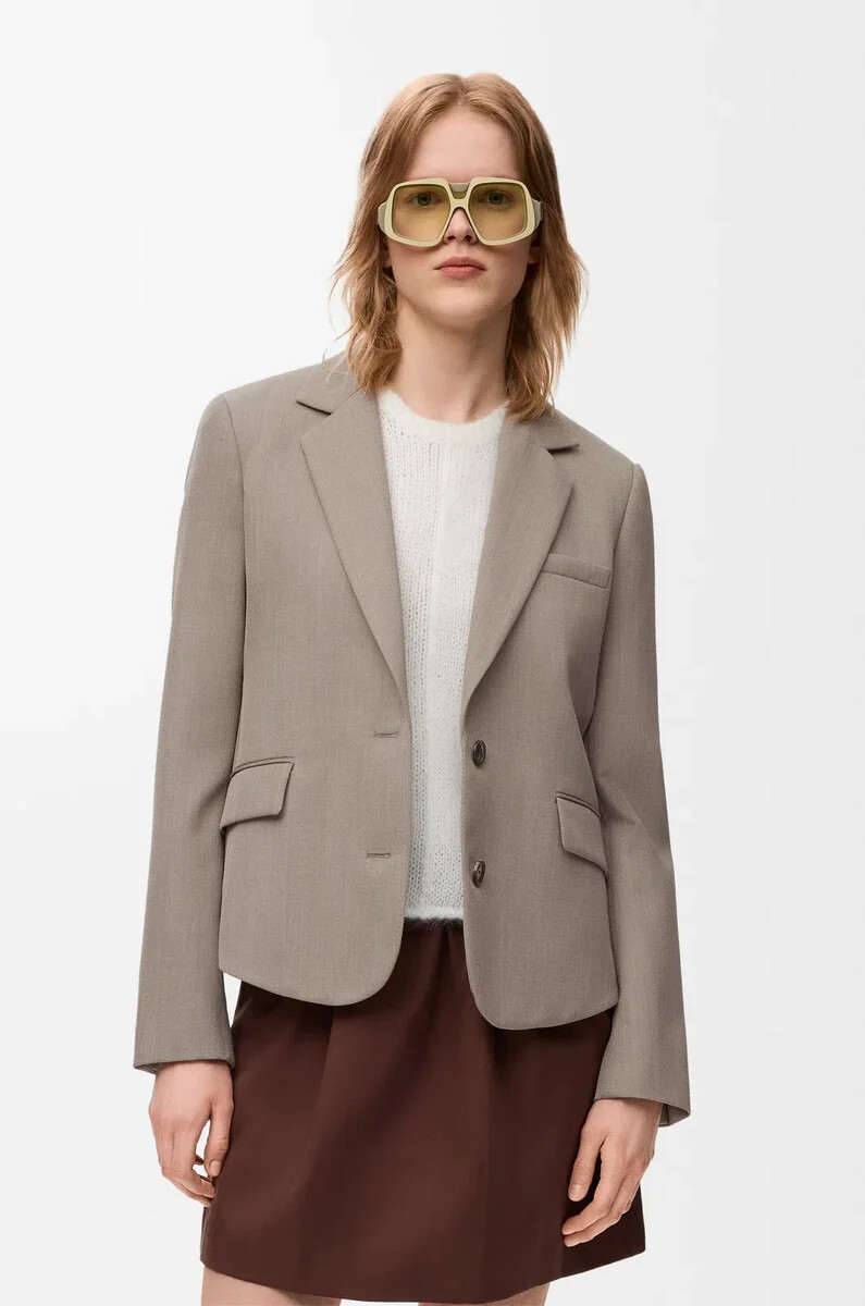 tailored jacket in wool beige melange